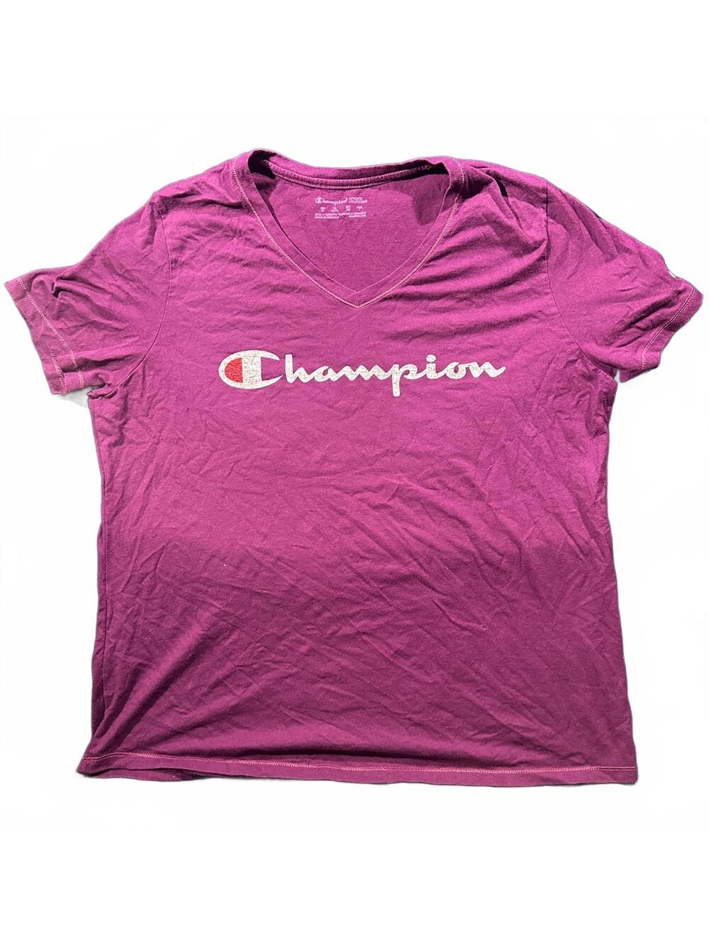 Champion Women's XL Purple V-Neck Tee Cut Tag